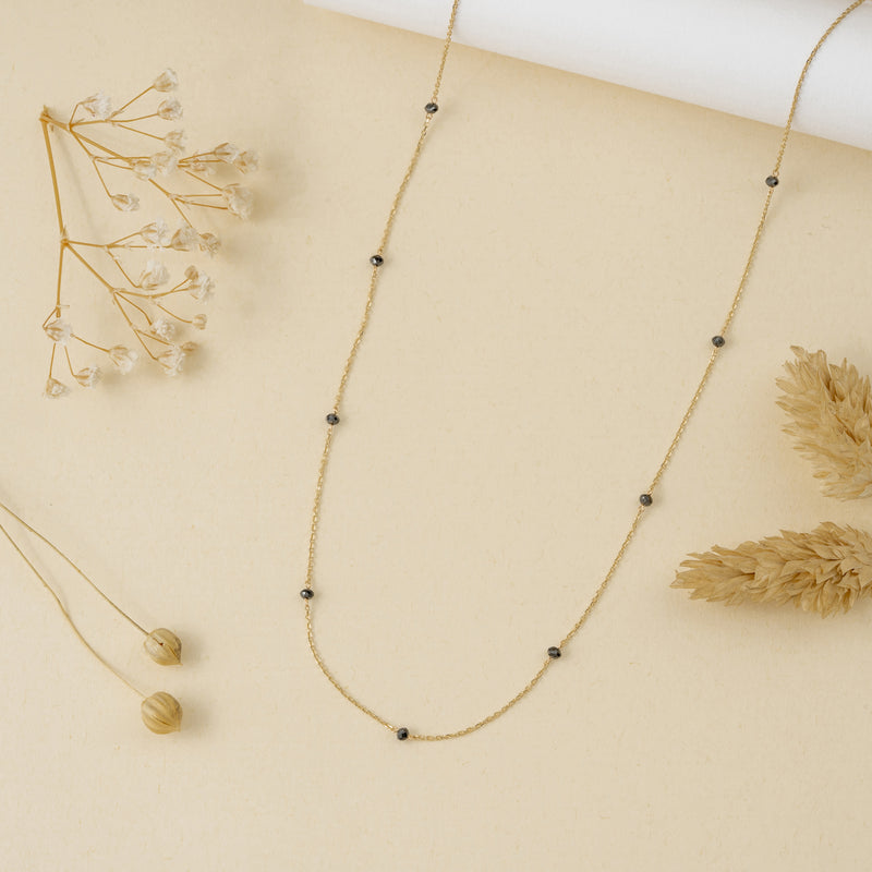 Multi Black Diamond  Station Necklace