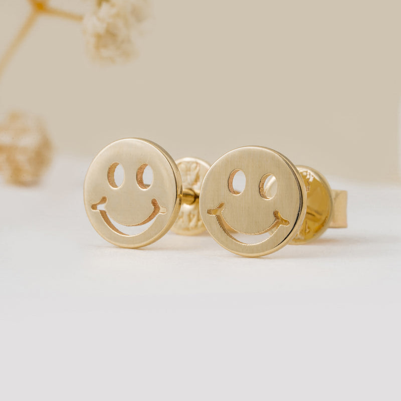 Dainty Gold Smiley Studs