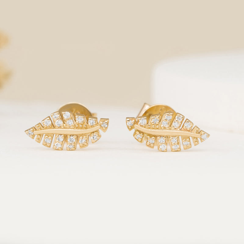 Handmade Gold Diamond Stud Earrings