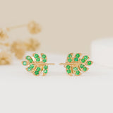 Handmade Emerald Palm Earrings
