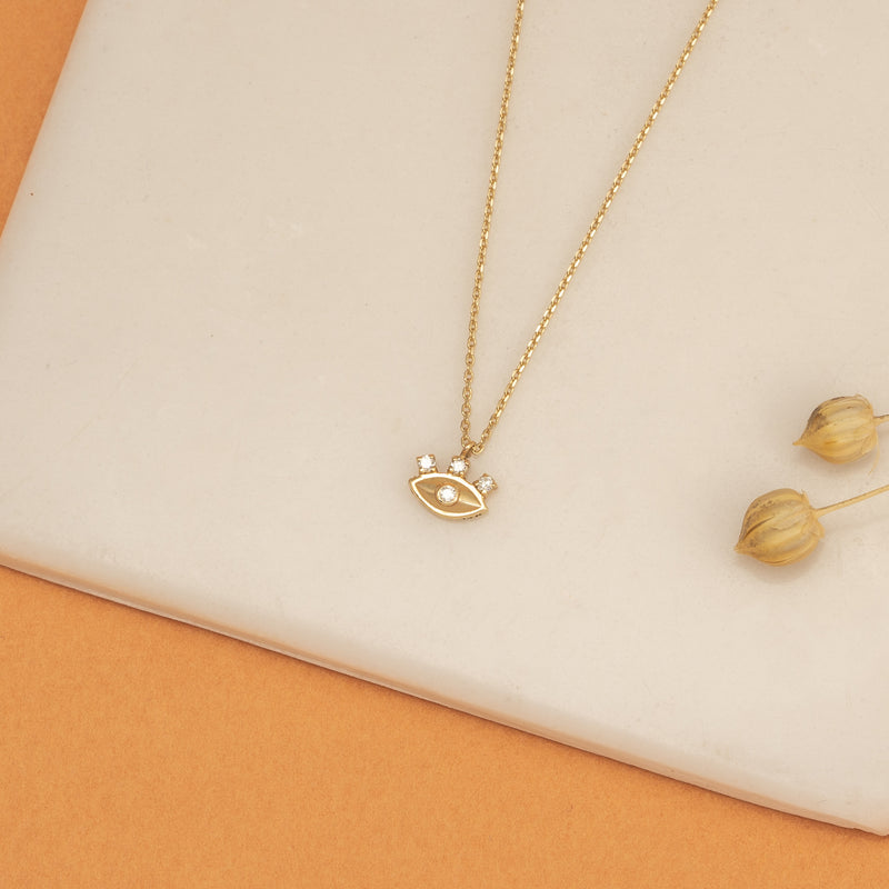 Natural Diamond Solid Gold Lucky Eye Pendant
