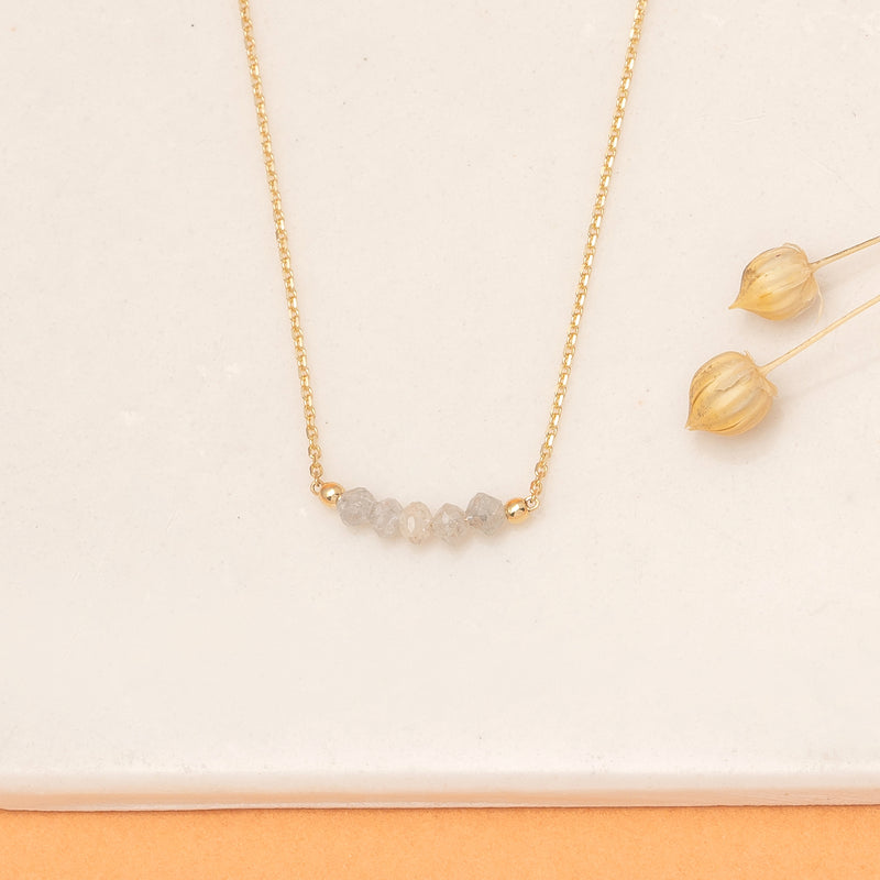 Natural Salt and Pepper Diamonds bead bar pendant necklace