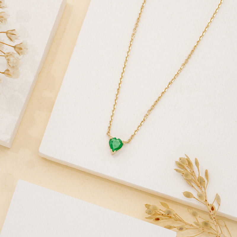 Tiny discount emerald necklace