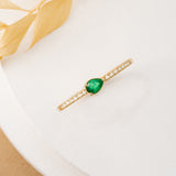 Pear Cut Emerald Diamond Ring