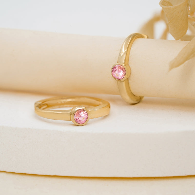 Bezel Setting Pink Tourmaline Huggies