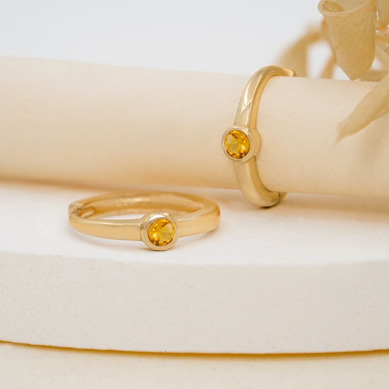 Bezel Setting Citrine November Huggies