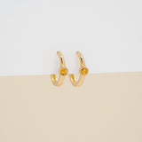 Bezel Setting Citrine Huggies