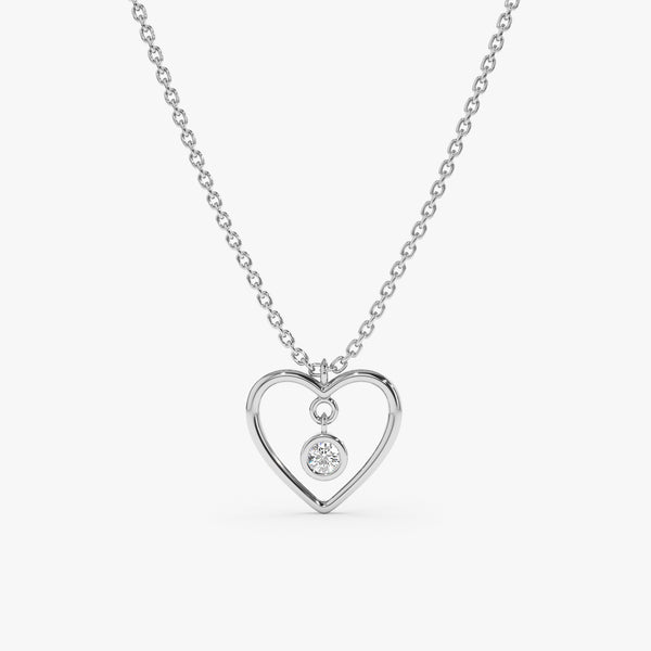 White Gold Natural Diamond Heart Pendant