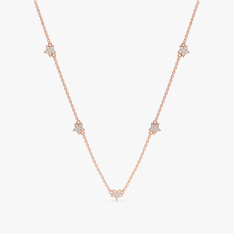 Rose Gold Natural Diamond Star Necklace