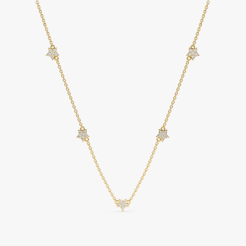 Yellow Gold Multi Star Diamond Necklace