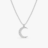White Gold Diamond Moon Necklace