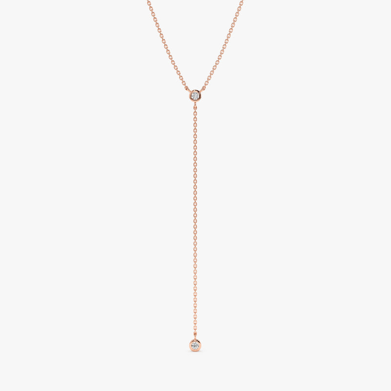 Rose Gold Diamond Lariat Necklace