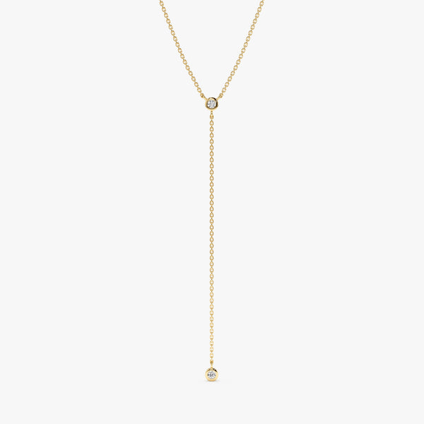 2 Bezel Diamonds Lariat Necklace
