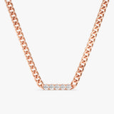 Rose Gold Miami Cuban Chain Diamond Necklace