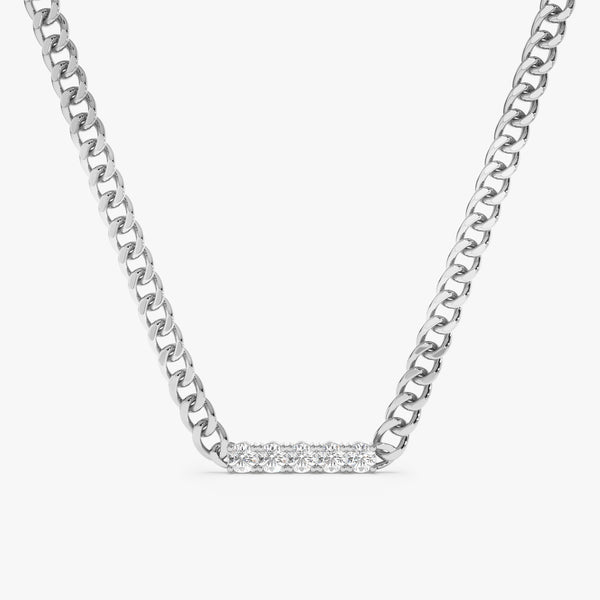 White Gold Miami Cuban Chain Diamond Necklace