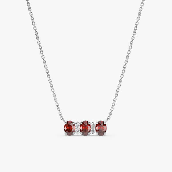 White Gold Multi Diamond Garnet Pendant