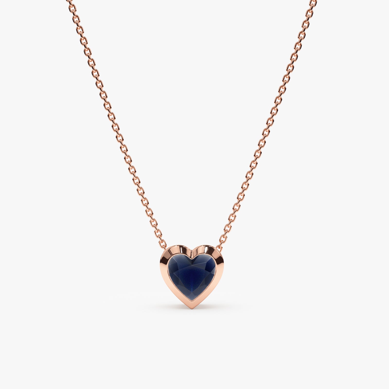 【HYERES LOR】23SS★ H Heart Spade BR Enamel Necklace Sapphire Gradient Heart Pendant - Nuha Jewelers