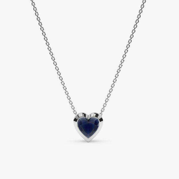 White Gold Natural Blue Sapphire Pendant