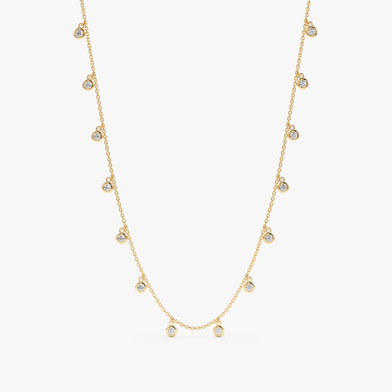 Yellow Gold Diamond Drop Necklace
