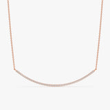 Rose Gold Curved Diamond Bar Necklace
