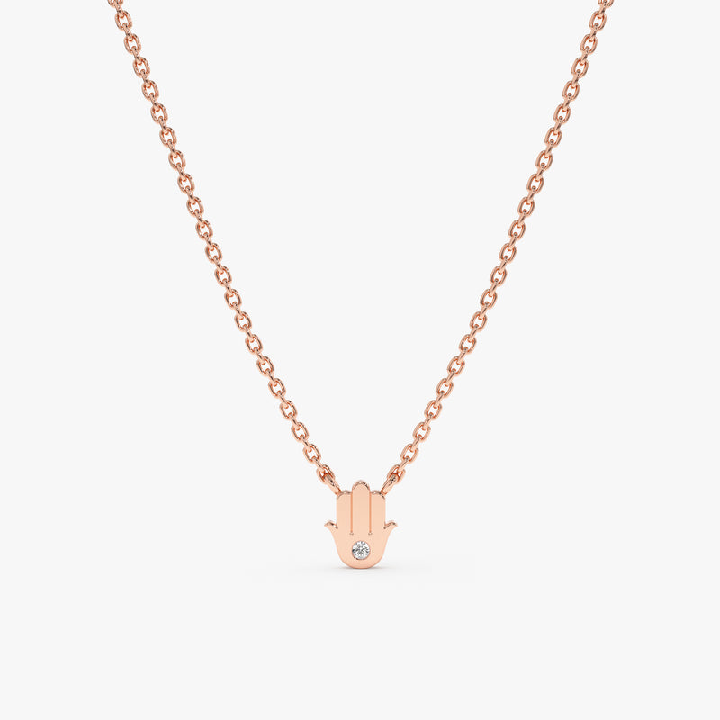 Rose Gold Diamond Hamsa Necklace