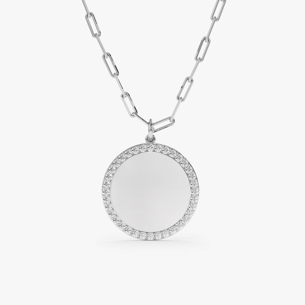 White Gold Diamond Disc Necklace