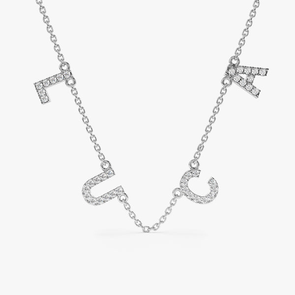 White Gold Natural Diamond Custom Name 