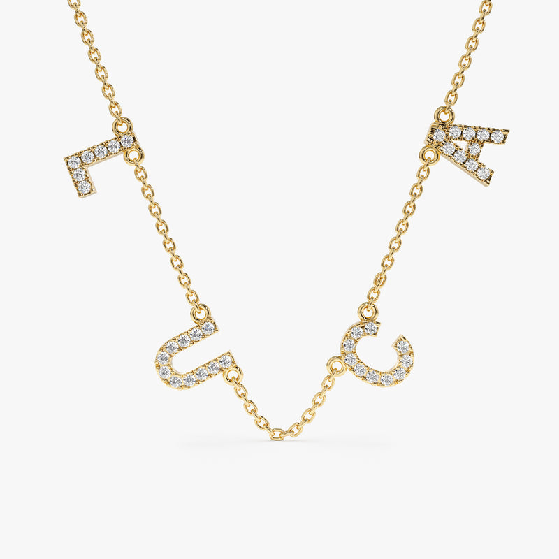 Yellow Gold Capital Letters Name Necklace