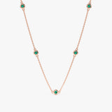 Rose Gold Emerald Station Necklace