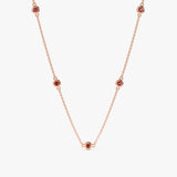 Rose Gold Garnet Station Necklace