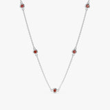 White Gold Garnet Station Necklace