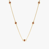 Yellow Gold Garnet Station Necklace