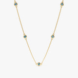 Yellow Gold Blue Topaz Station Necklace