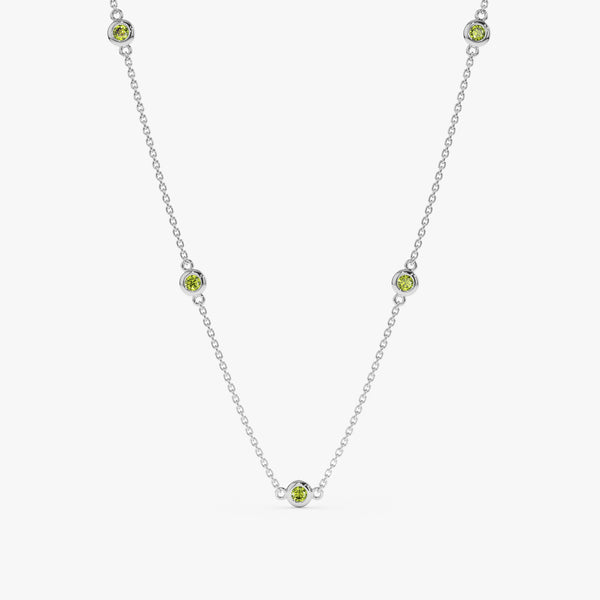 White Gold Peridot Station Necklace