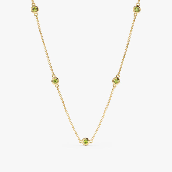 Yellow Gold Peridot Station Necklace