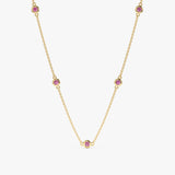 Yellow Gold Pink Sapphire Station Necklace