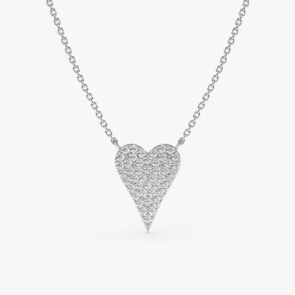 White Gold Natural Diamond Heart Necklace