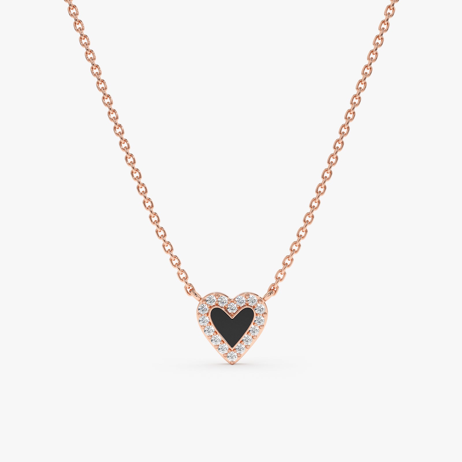 ◇HYERES LOR◇ [by IER] Heart (W) Spade Enamel Necklace Blac Natural Diamond & Black Enamel Heart Necklace | Sarah Elise