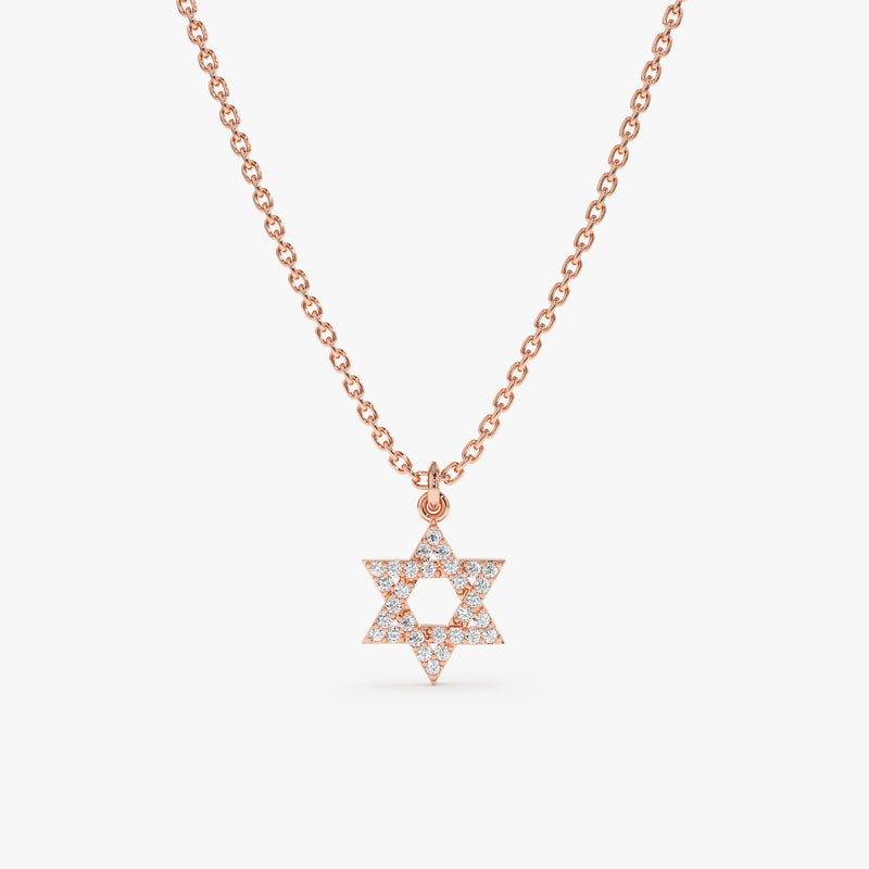 Rose Gold Mini David Star Necklace