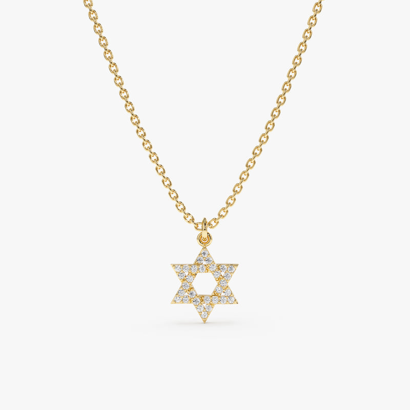 Yellow Gold Mini David Star Necklace