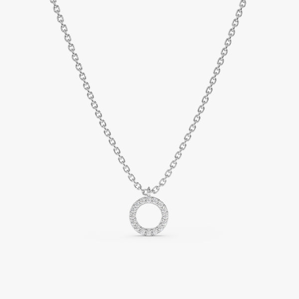 White Gold Natural Diamond Circle Necklace