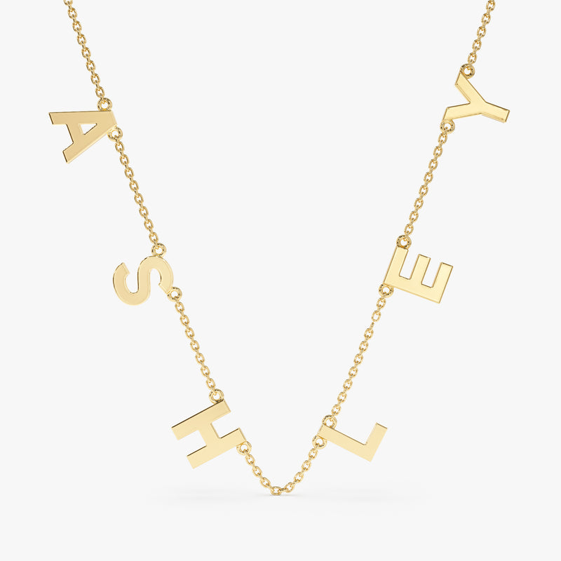 Yellow Plain Gold Name Necklace