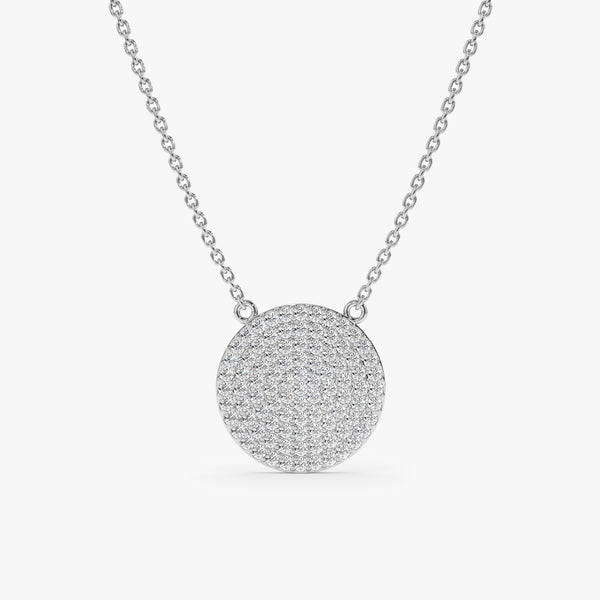 White Gold Diamond Disc Necklace