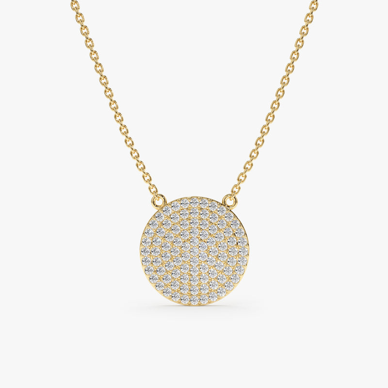 Yellow Gold Diamond Disc Necklace