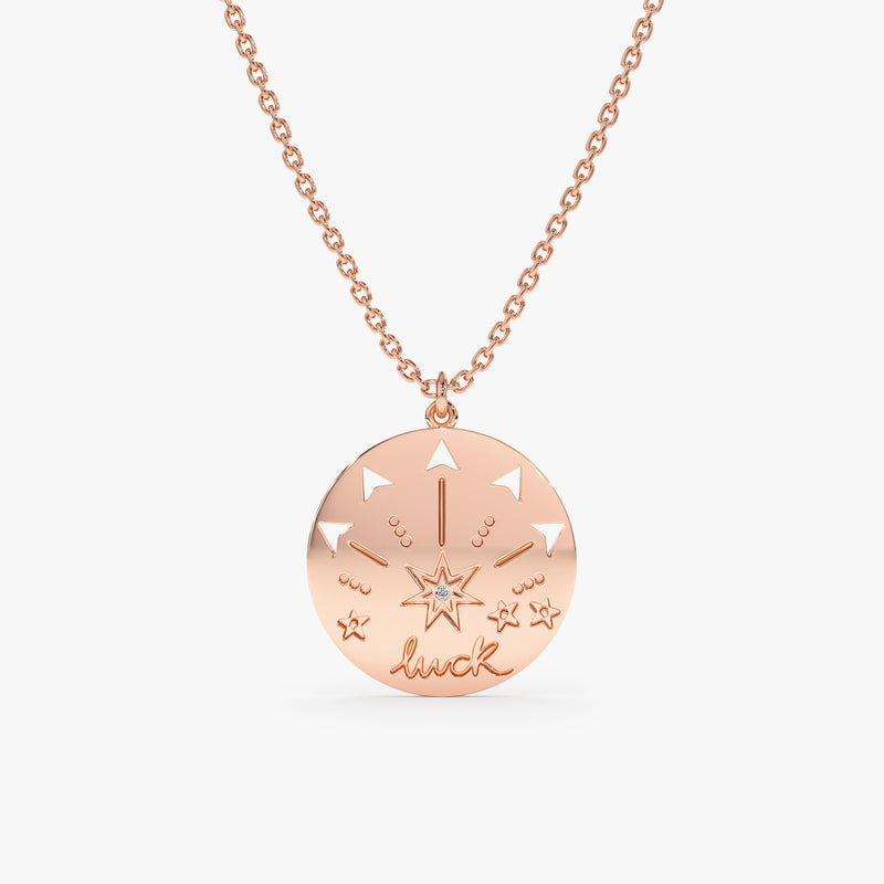 Rose Gold Customizable lucky Star charm Necklace with diamond