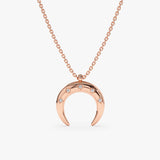 14k Rose Gold Diamond Crescent Necklace