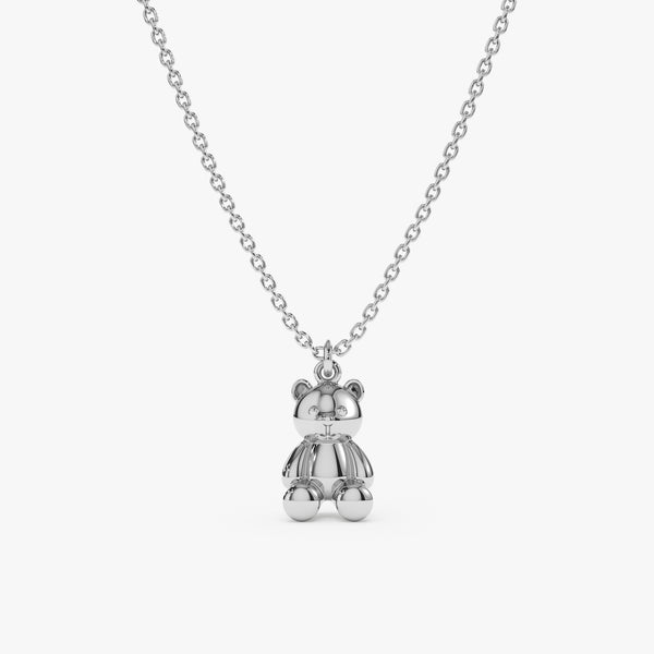 White Gold Teddy Bear Necklace