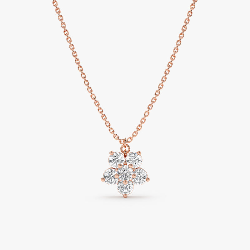 Rose Gold Diamond Flower Necklace