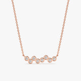 14k solid Rose Gold Diamond Bubbles bar pendant Necklace