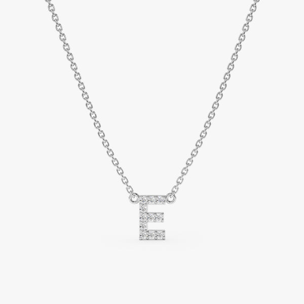White Gold Diamond Initial Necklace